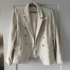 Greylin White and Gold Double Breasted Tweed Blazer - Size XL NWOT